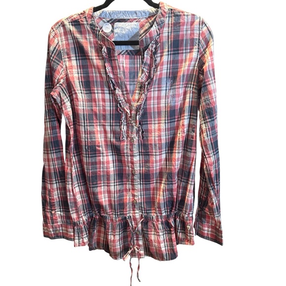 Replay Red and White Plaid Button Down Shirt - Picture 2 of 8